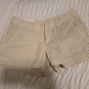 Uniqlo Cream Striped High Waist Women's Shorts